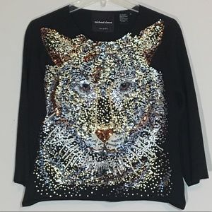 Michael Simon Sequin Silk Blend Top